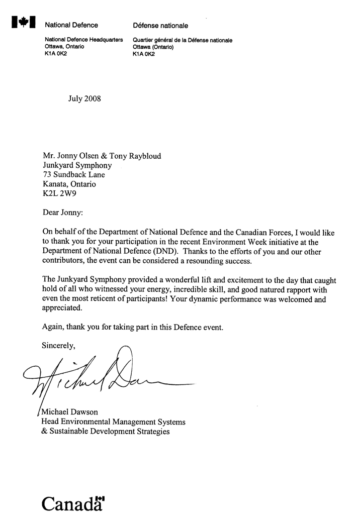 National Defense Thank You!