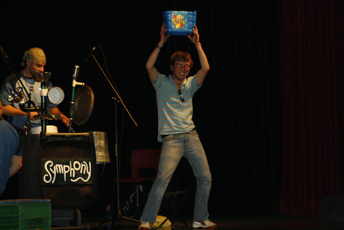 Teacher Dances the Recycle Rock.